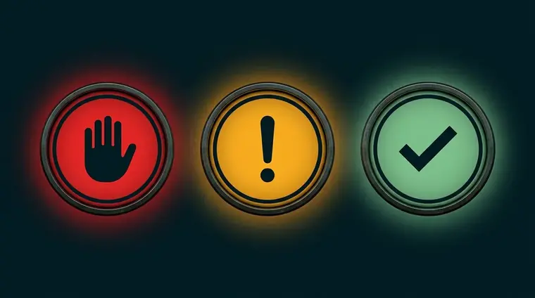 As três faixas de urgência: pare agora, resolva nesta semana, ou pode esperar