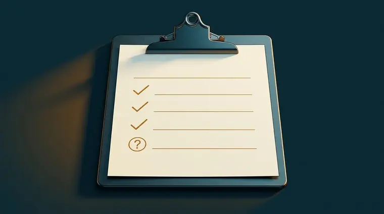 Orçamento conferido item por item, com três itens aprovados e um em dúvida